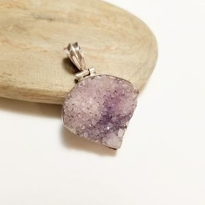 Sterling Silver Druzy Amethyst Pendant Christmas Stocking Stuffer Gift Idea
